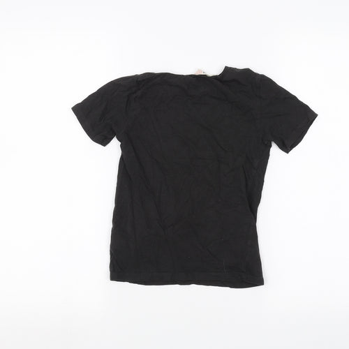 H&M Girls Black   Basic T-Shirt Size 7-8 Years  - Leopard