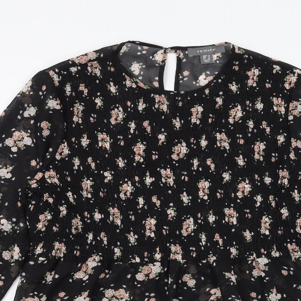 Primark Womens Black Floral  Basic Blouse Size 18