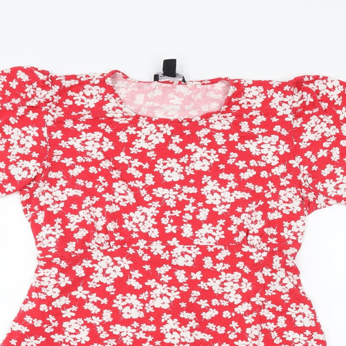 New Look Maternity Womens Red Floral  Basic T-Shirt Size 14