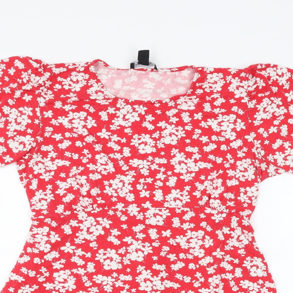 New Look Maternity Womens Red Floral  Basic T-Shirt Size 14