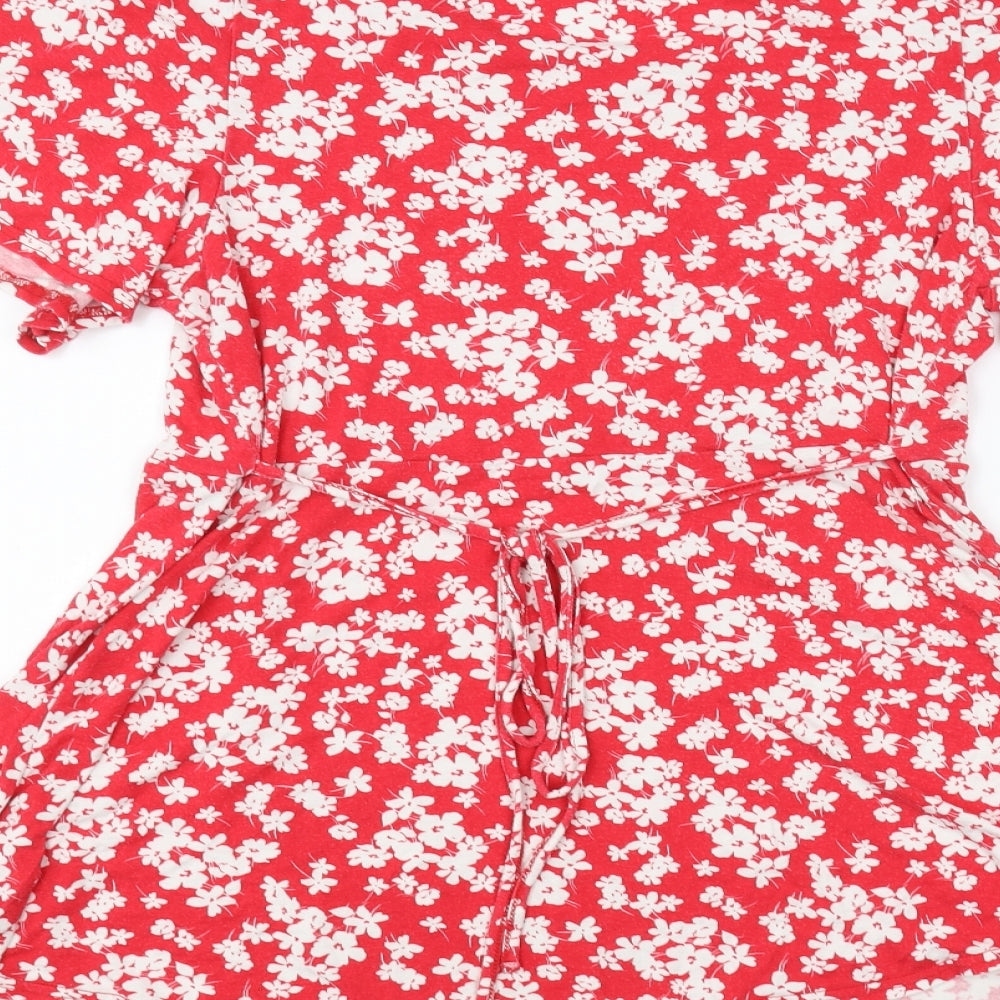 New Look Maternity Womens Red Floral  Basic T-Shirt Size 14