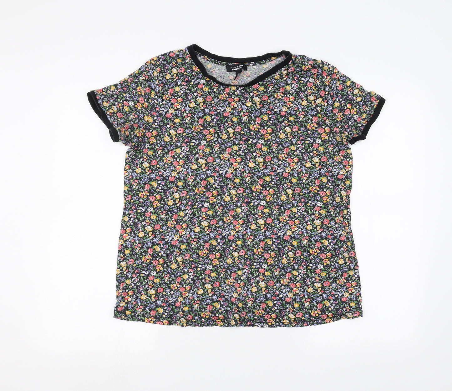 New Look Maternity Womens Black Floral  Basic T-Shirt Size 14