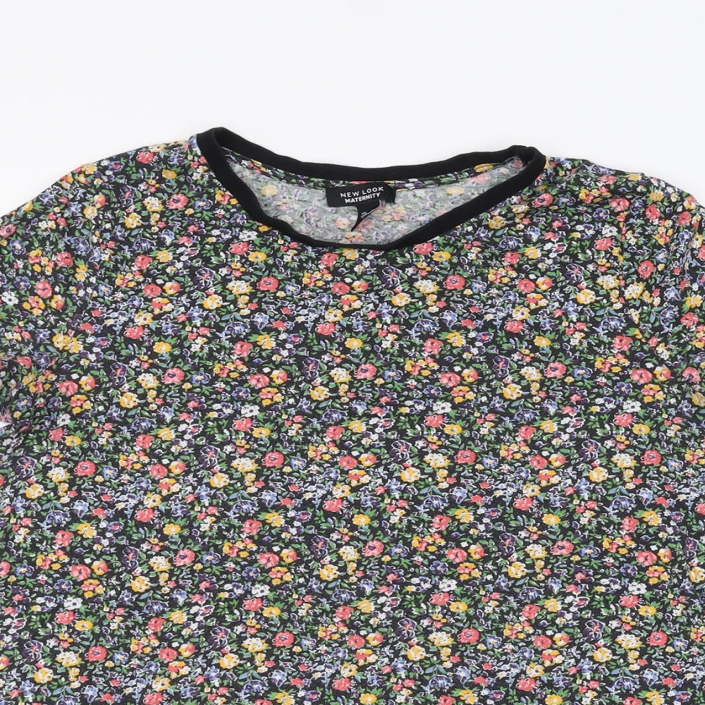 New Look Maternity Womens Black Floral  Basic T-Shirt Size 14