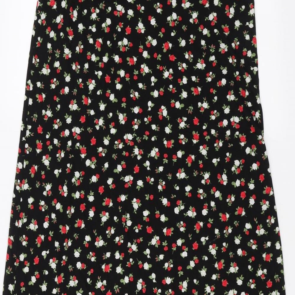 New Look Womens Black Floral  A-Line  Size 16