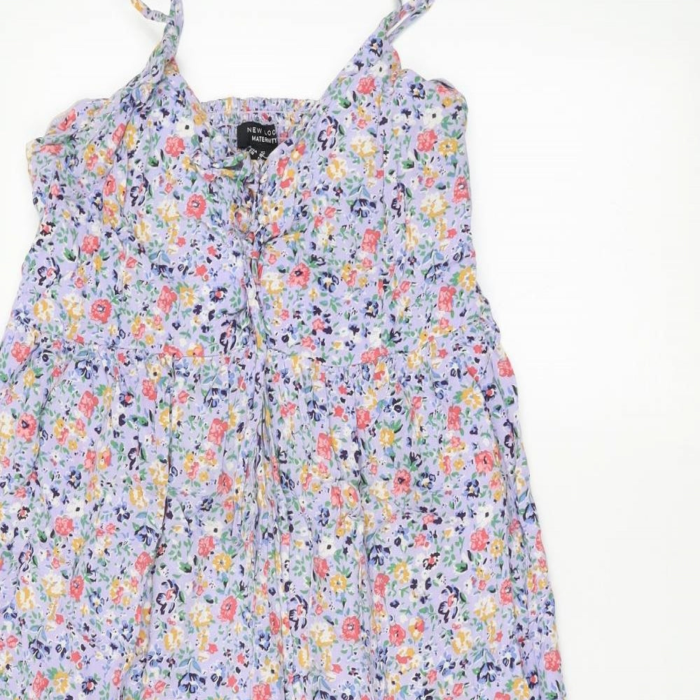 New Look Maternity Womens Purple Floral  A-Line  Size 14