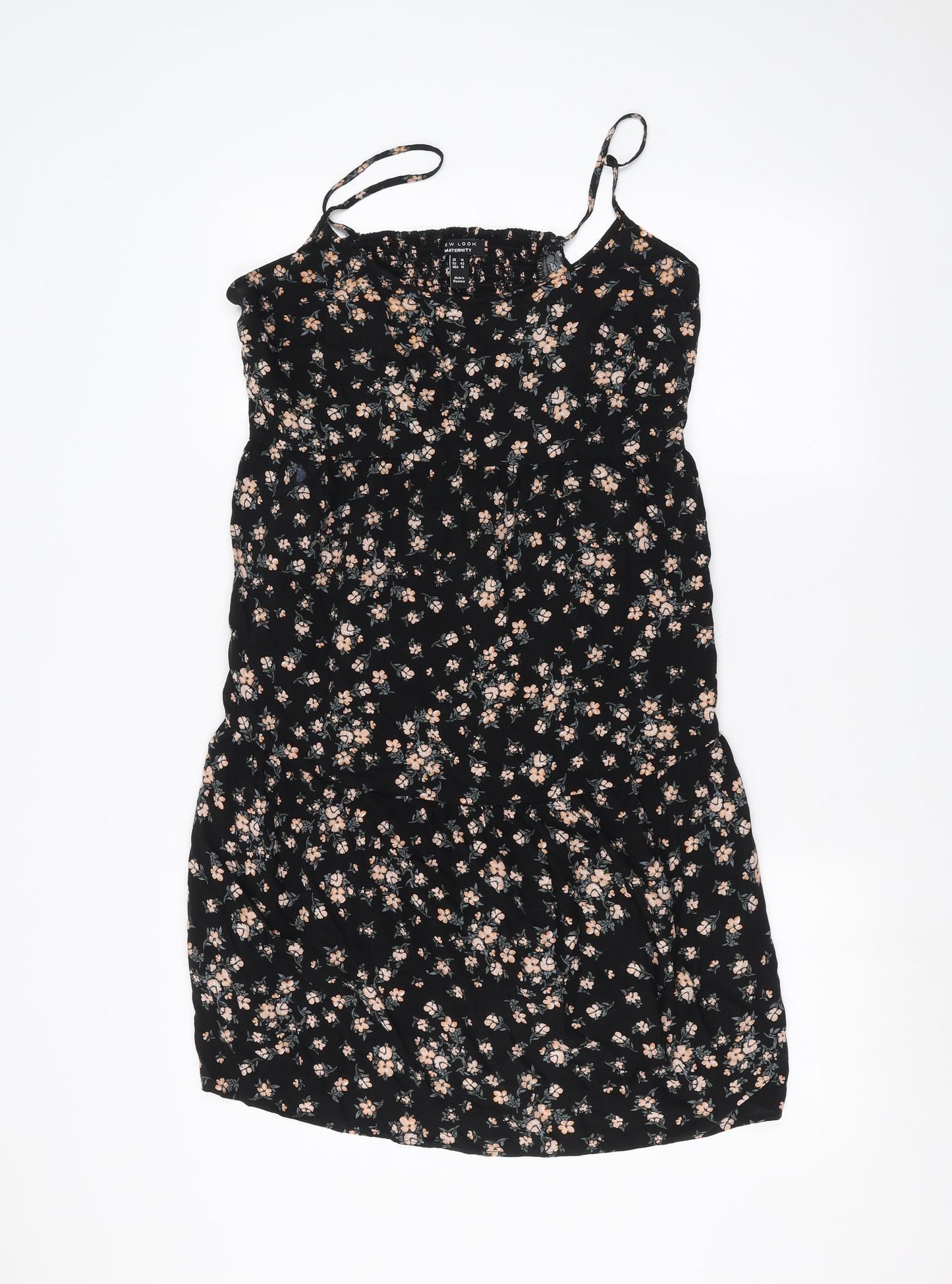 New Look Womens Black Floral  Basic Blouse Size 14