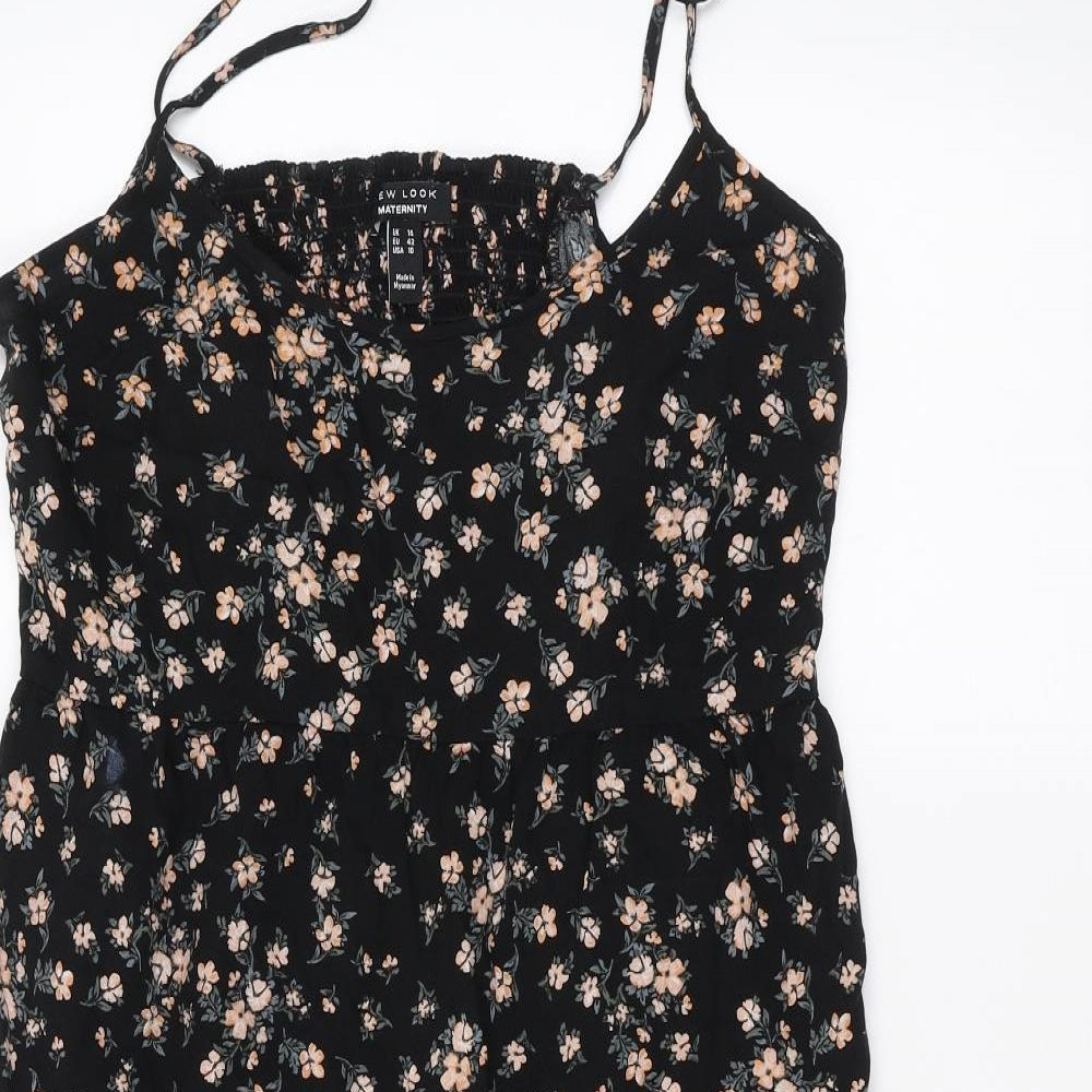 New Look Womens Black Floral  Basic Blouse Size 14