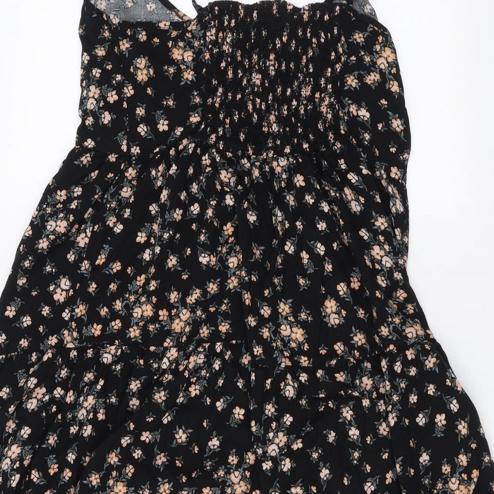 New Look Womens Black Floral  Basic Blouse Size 14
