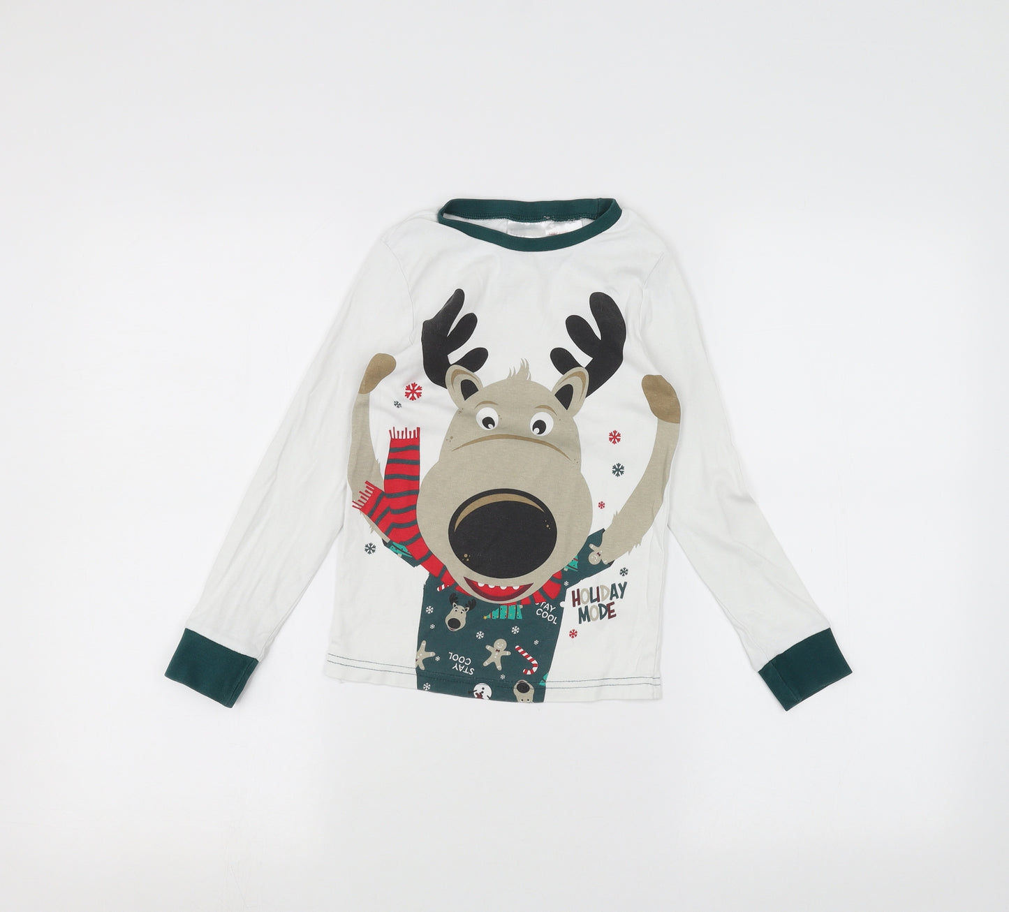 H&M Girls White   Basic T-Shirt Size 6-7 Years  - Christmas