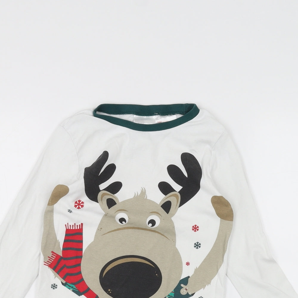 H&M Girls White   Basic T-Shirt Size 6-7 Years  - Christmas