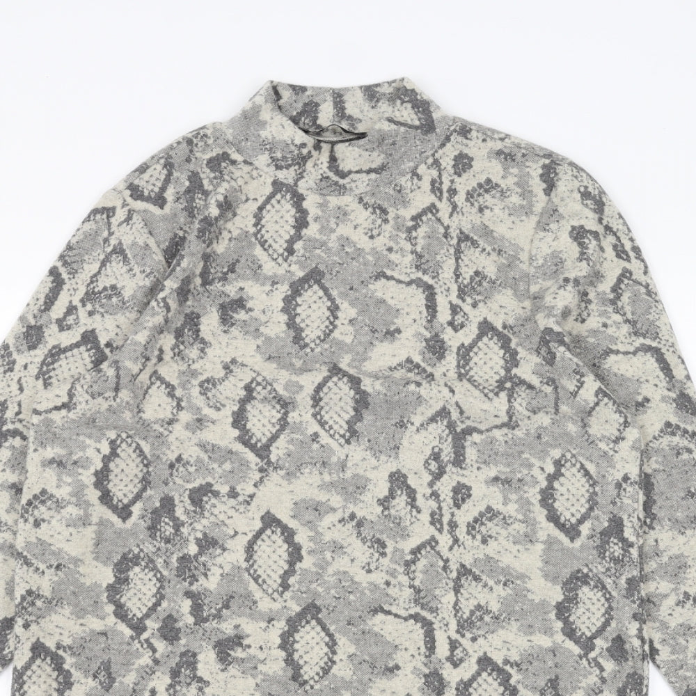 F&F Womens Grey Animal Print  Basic T-Shirt Size 12