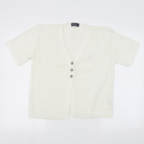 CHIC Womens White   Cardigan Jumper Size M