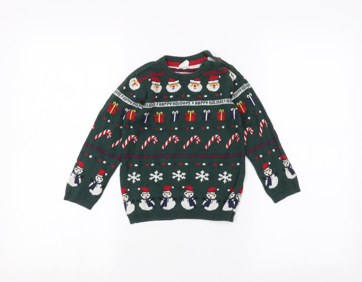 H&M Boys Green   Pullover Jumper Size 2-3 Years  - Christmas