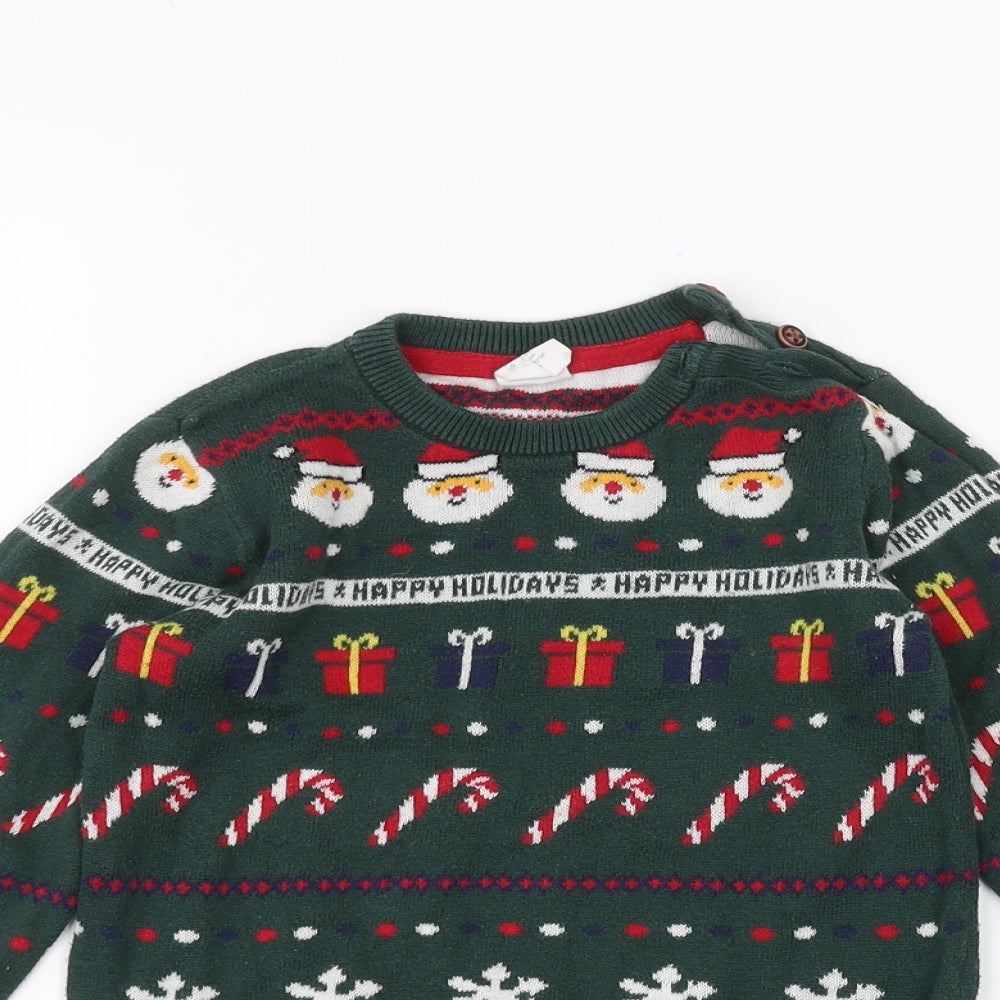H&M Boys Green   Pullover Jumper Size 2-3 Years  - Christmas