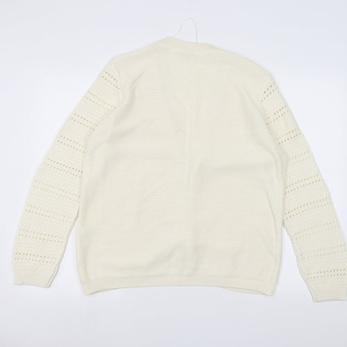 Damart Womens White   Cardigan Jumper Size 14
