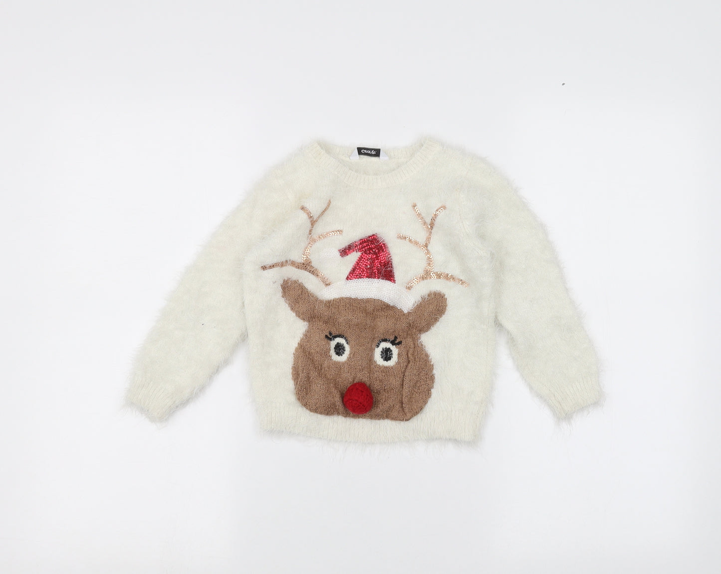 George Boys White   Pullover Jumper Size 5-6 Years  - Christmas