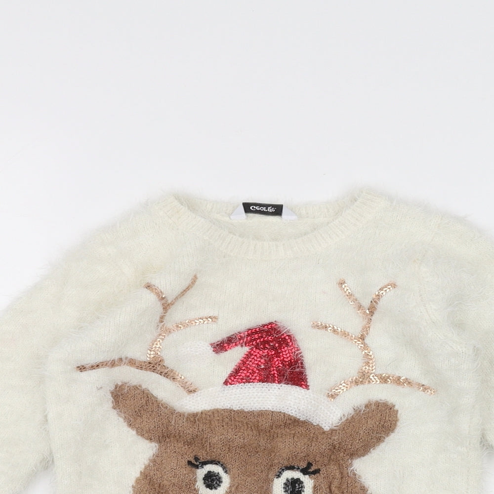 George Boys White   Pullover Jumper Size 5-6 Years  - Christmas