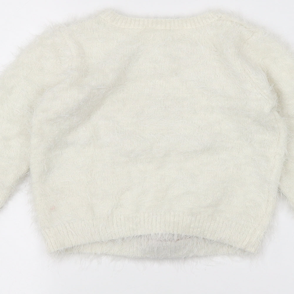 George Boys White   Pullover Jumper Size 5-6 Years  - Christmas