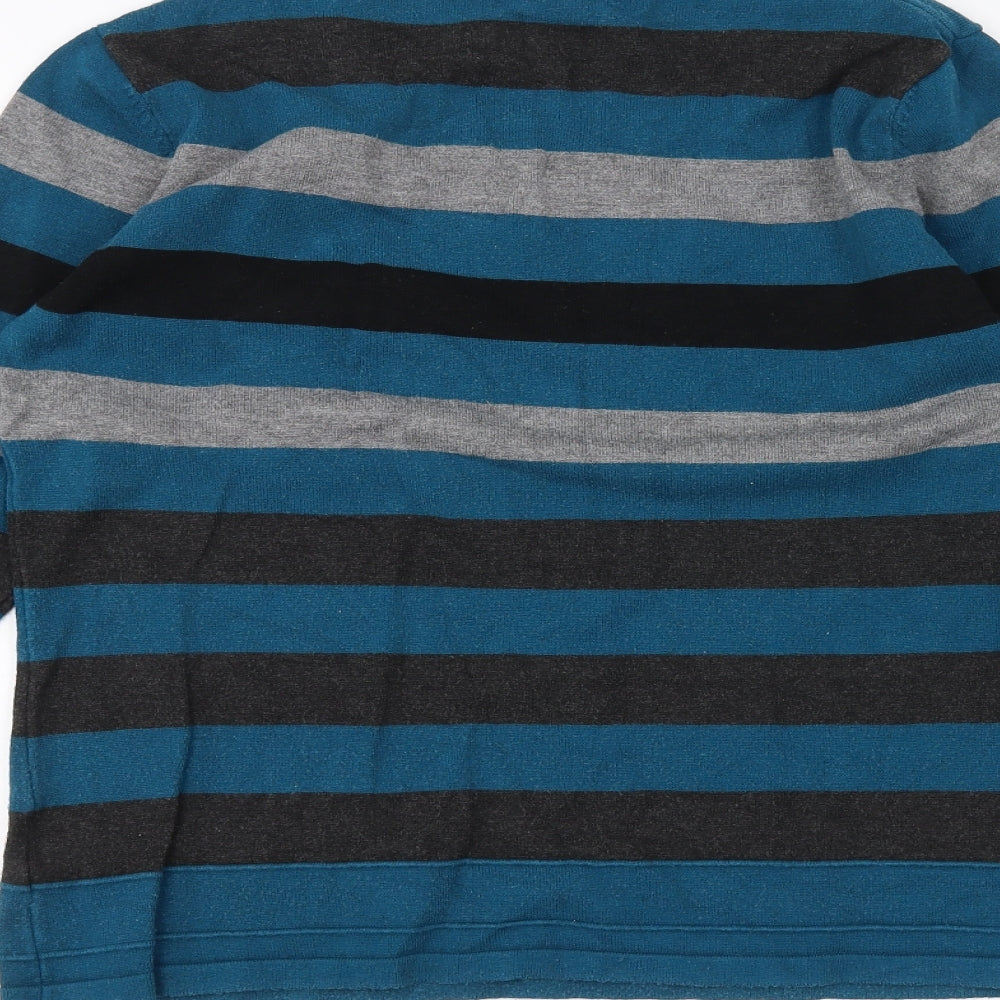 Elegance Womens Blue Striped  Pullover Jumper Size M