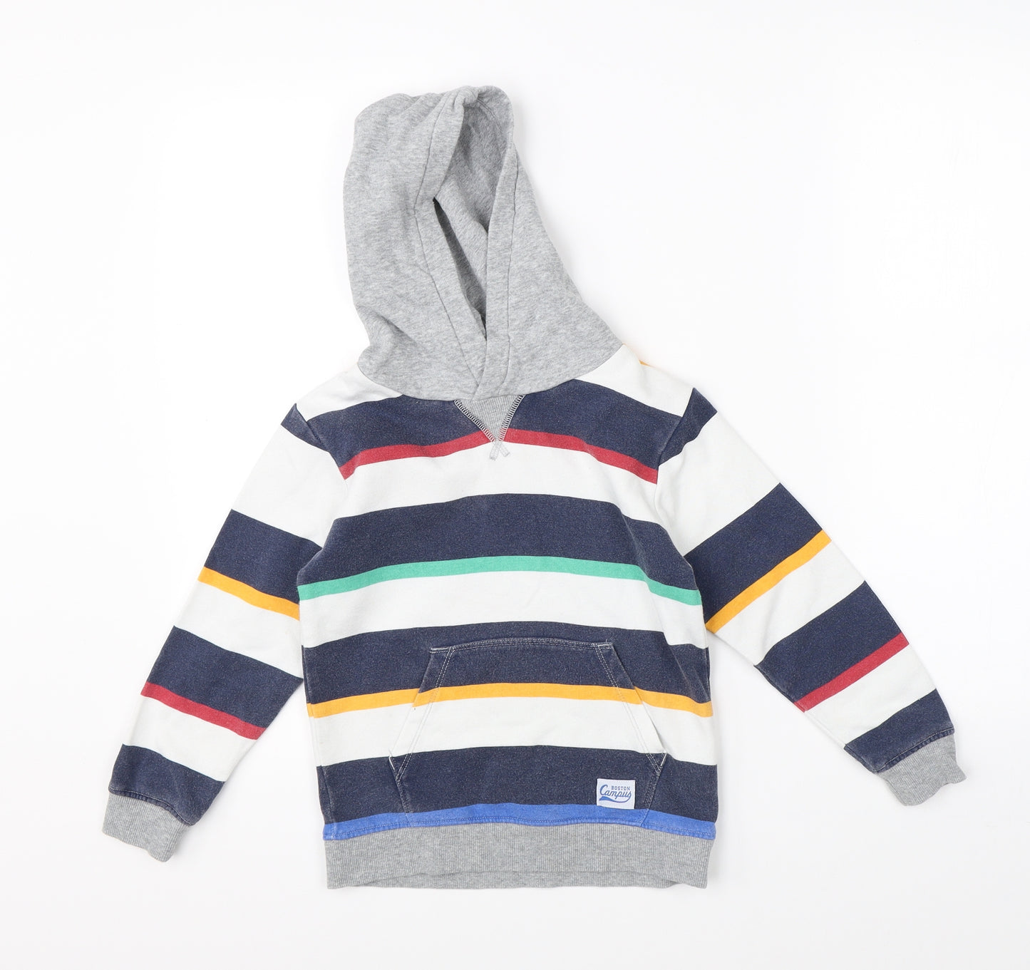 H&M Boys Grey Striped  Pullover Hoodie Size M