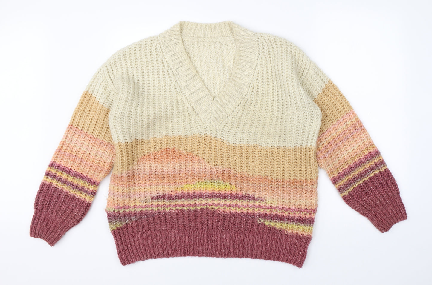 NEXT Womens Multicoloured Striped Knit Pullover Jumper Size M