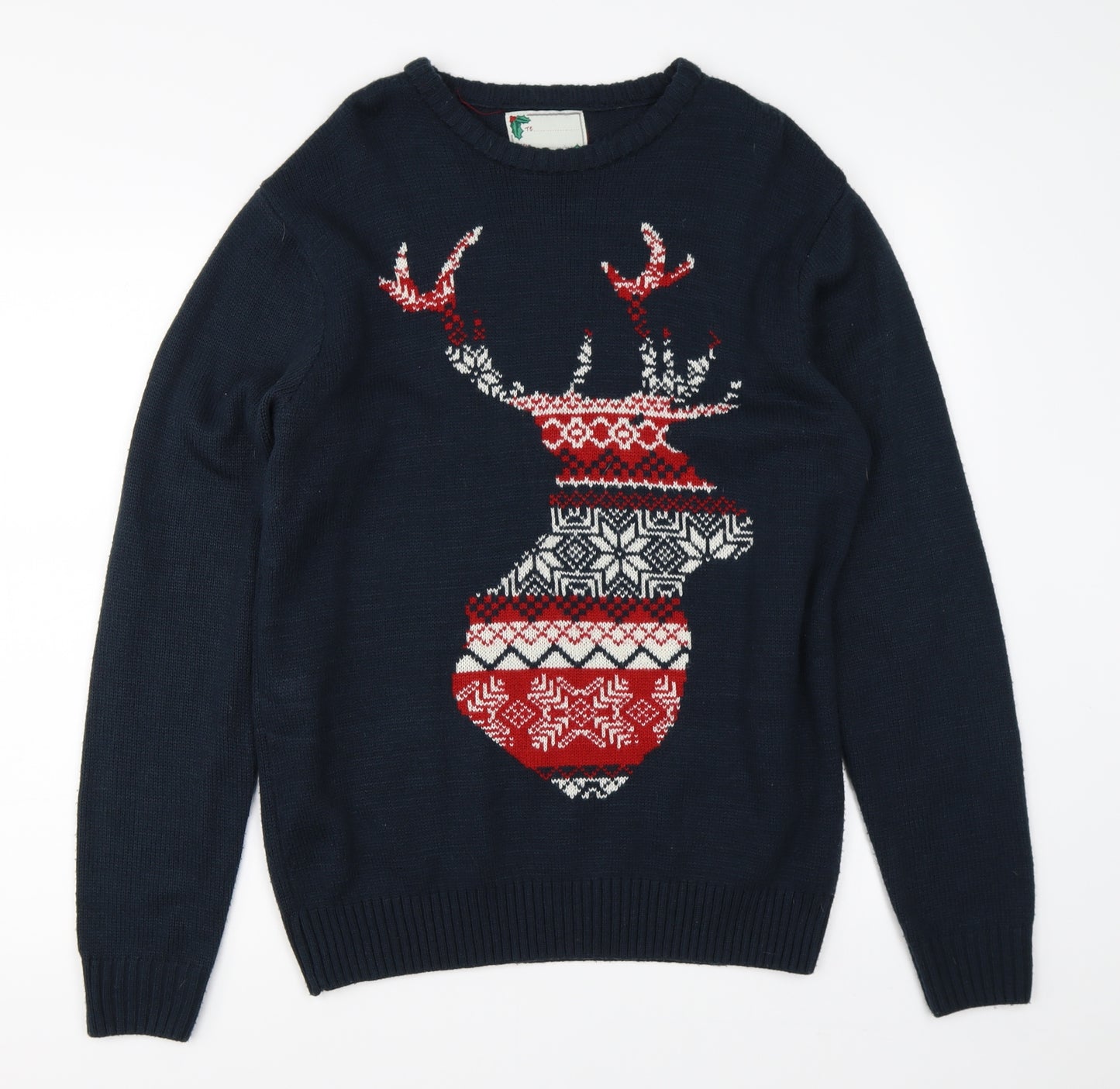 Star Clothing Mens Blue  Knit Pullover Jumper Size M  - christmas deer
