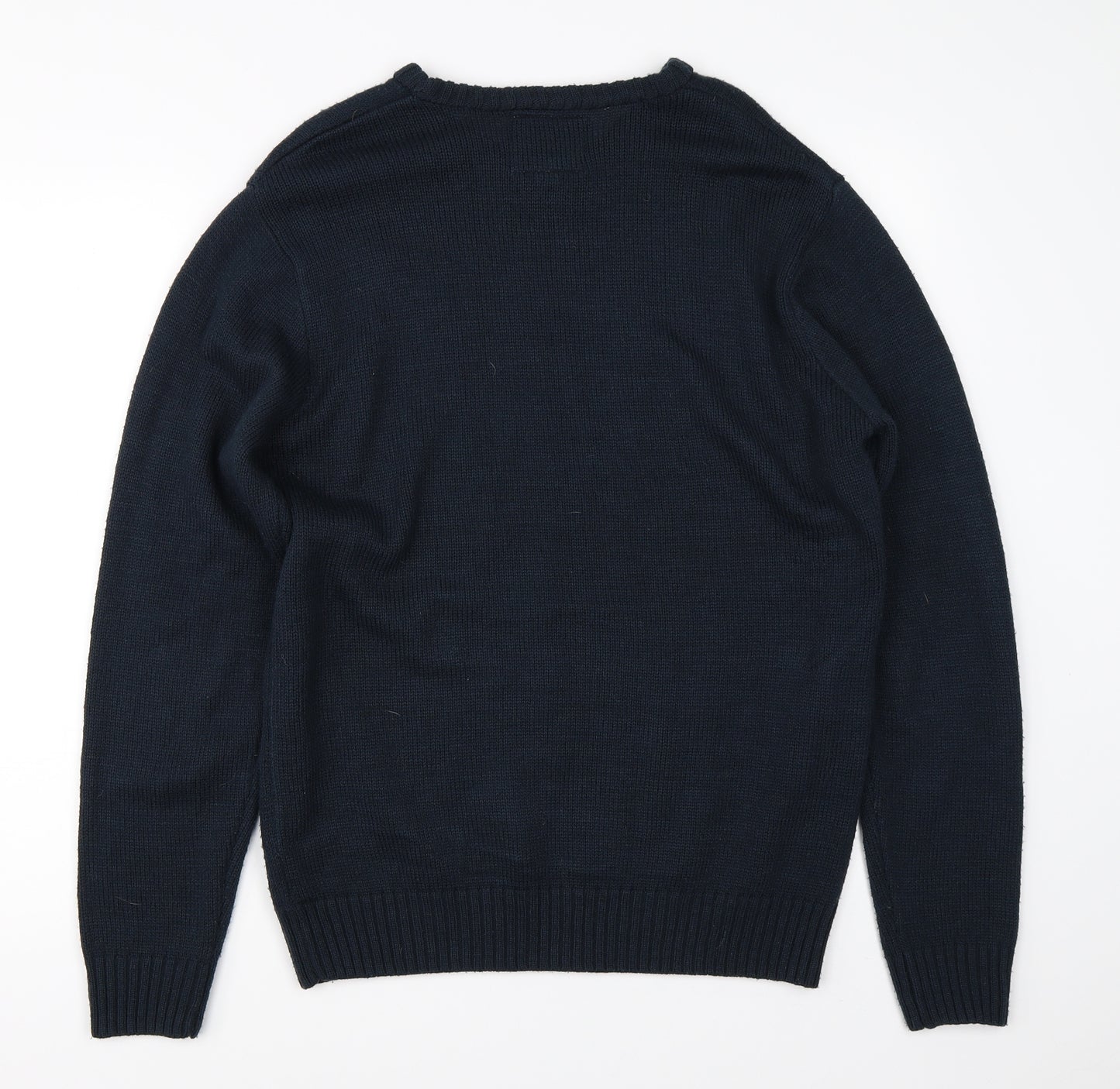 Star Clothing Mens Blue  Knit Pullover Jumper Size M  - christmas deer