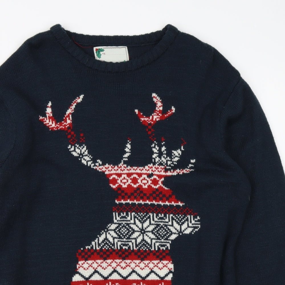 Star Clothing Mens Blue  Knit Pullover Jumper Size M  - christmas deer