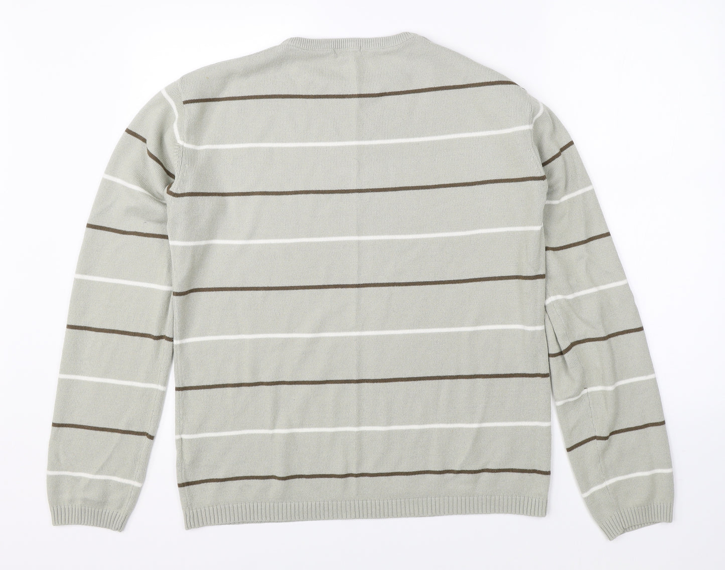Refined Lifestyle Mens Beige Striped Knit Pullover Jumper Size S