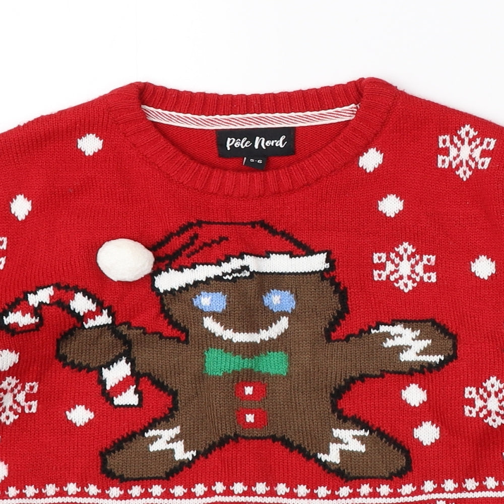 Pole Nord Boys Red  Knit Pullover Jumper Size 5-6 Years  - christmas