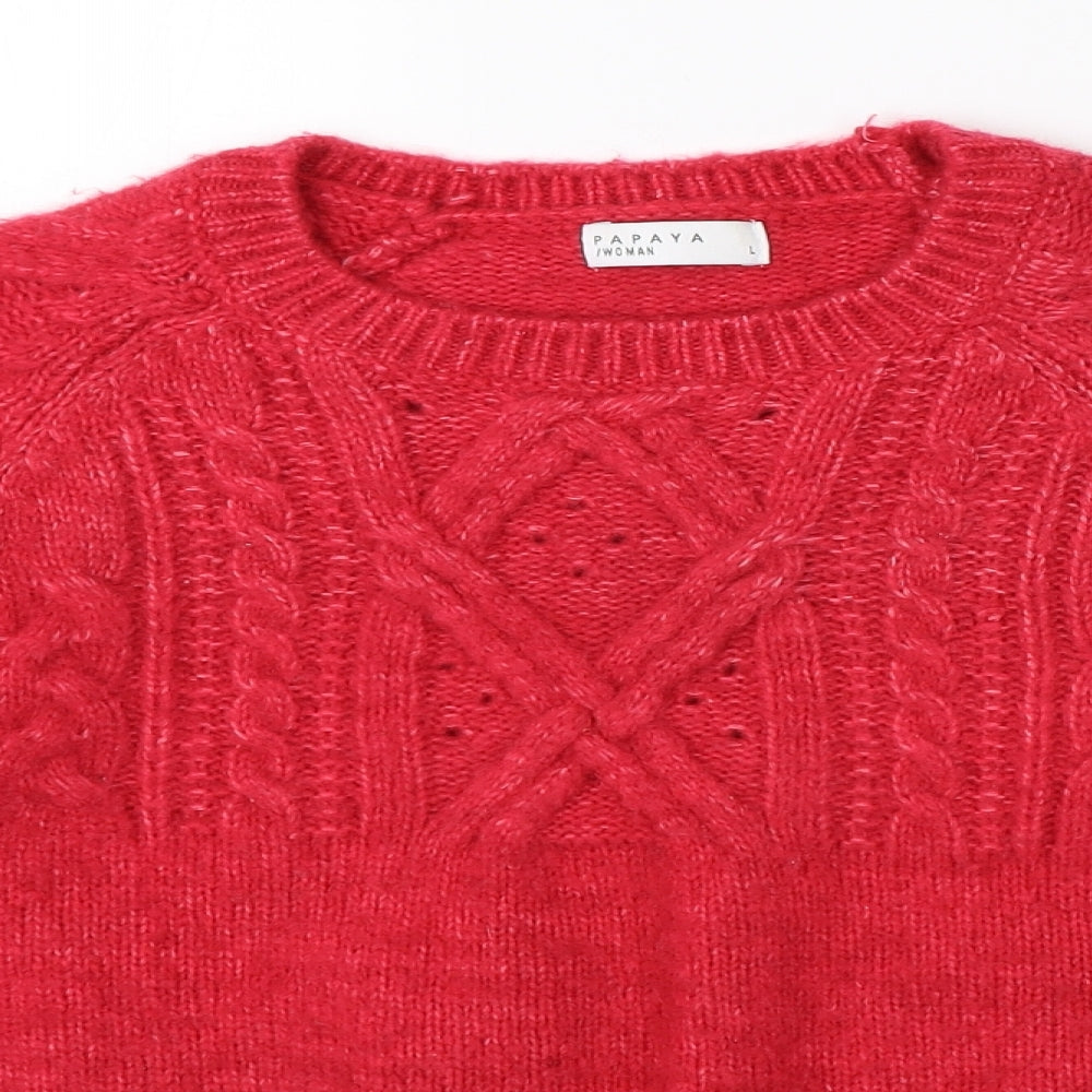 Papaya Womens Pink  Knit Pullover Jumper Size L