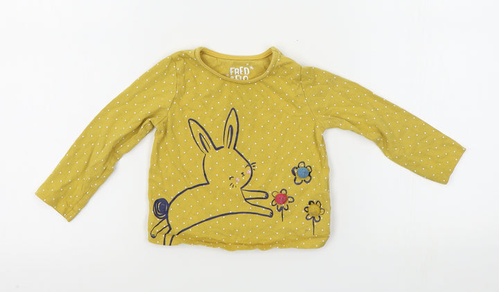 F&F Baby Yellow Polka Dot Babydoll Pyjama Top Size 12-18 Months