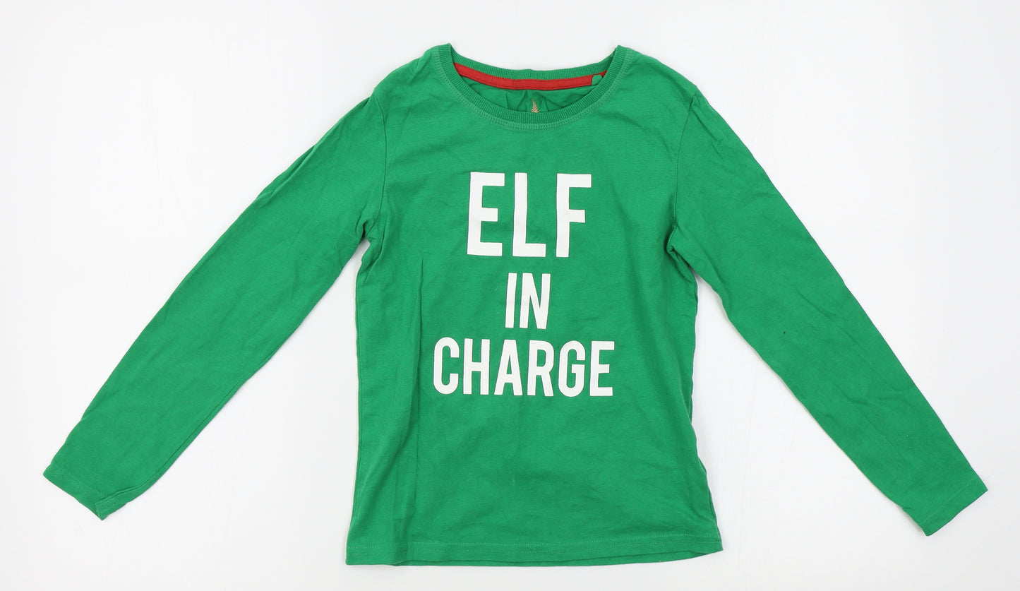 Lily & Dan Boys Green    Pyjama Top Size 9-10 Years  - elf in charge, Christmas
