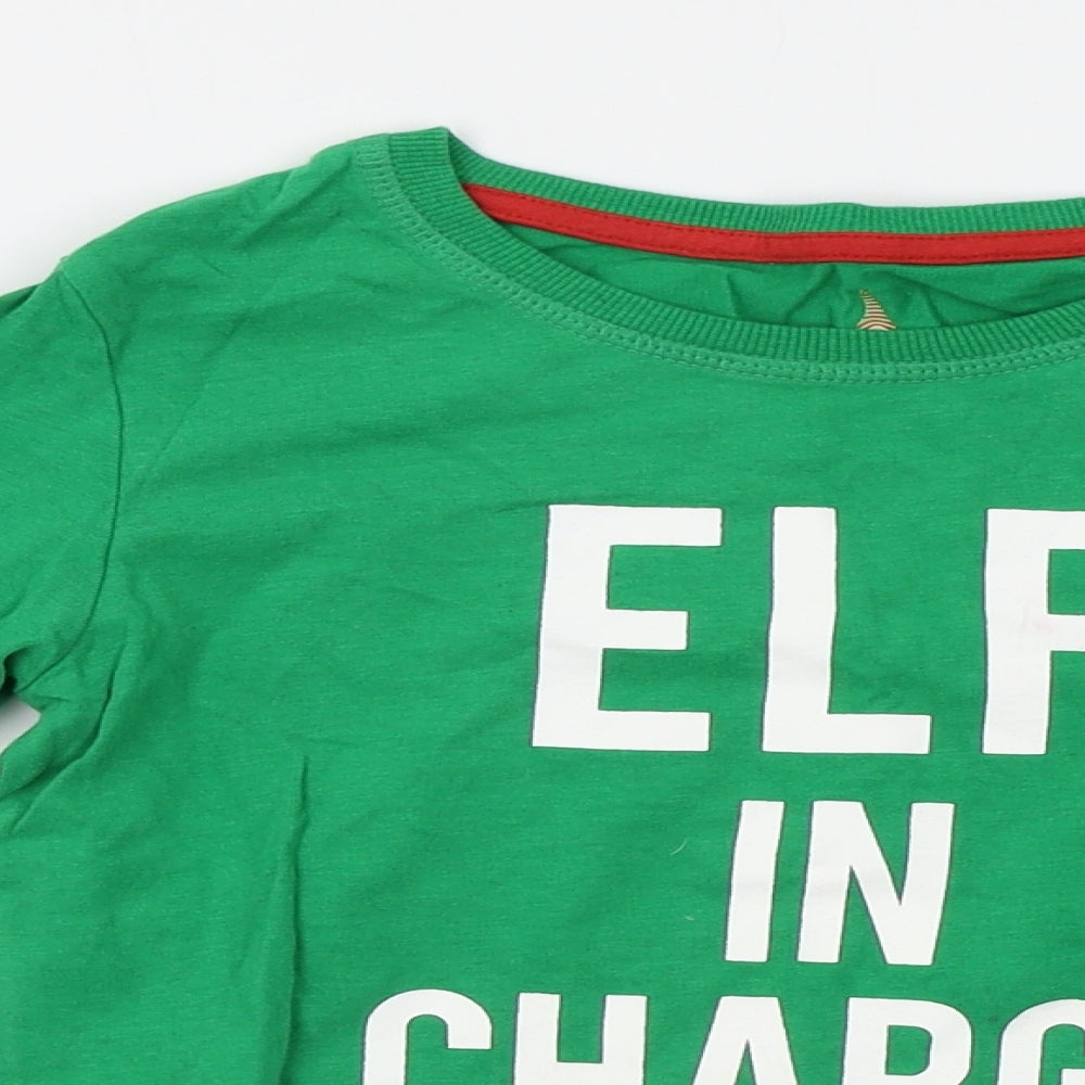 Lily & Dan Boys Green    Pyjama Top Size 9-10 Years  - elf in charge, Christmas