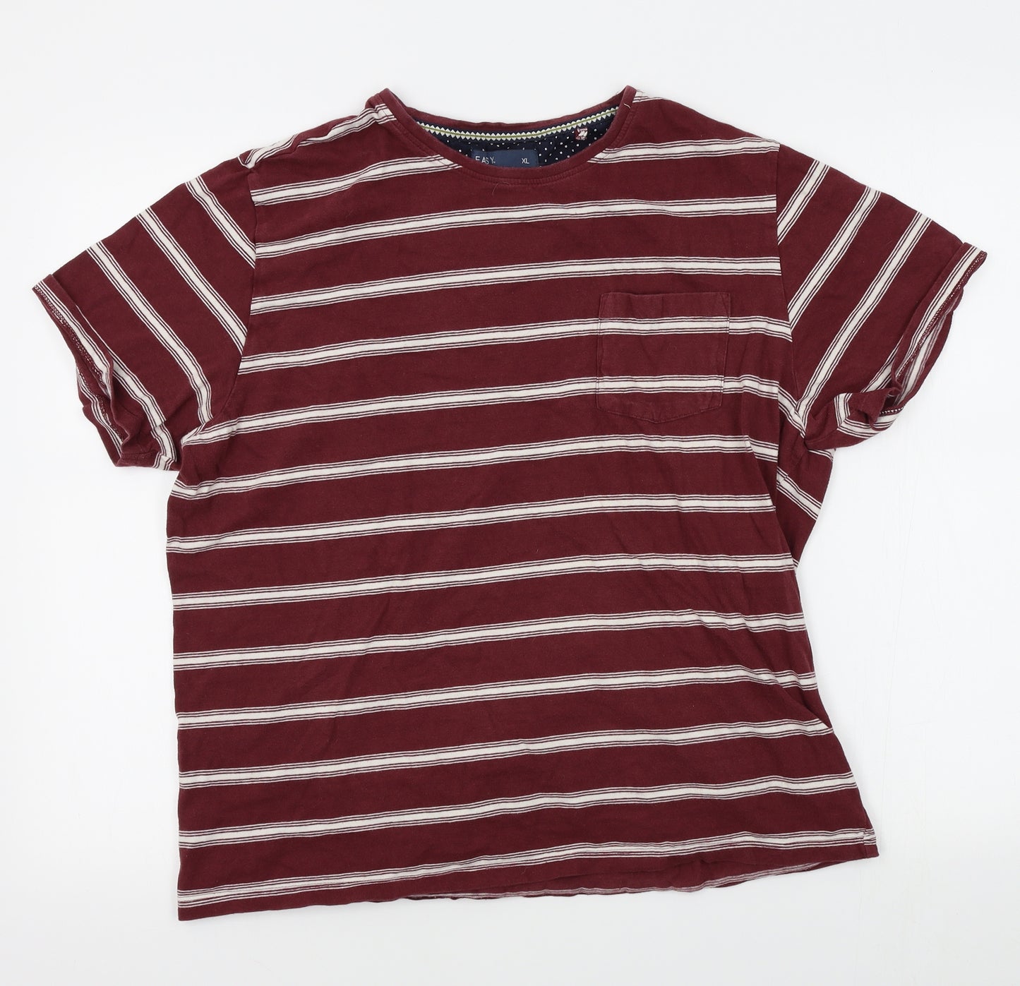 Easy Mens Red Striped   T-Shirt Size XL