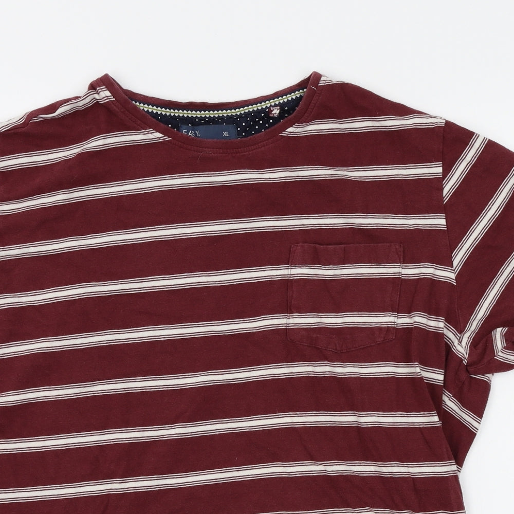 Easy Mens Red Striped   T-Shirt Size XL