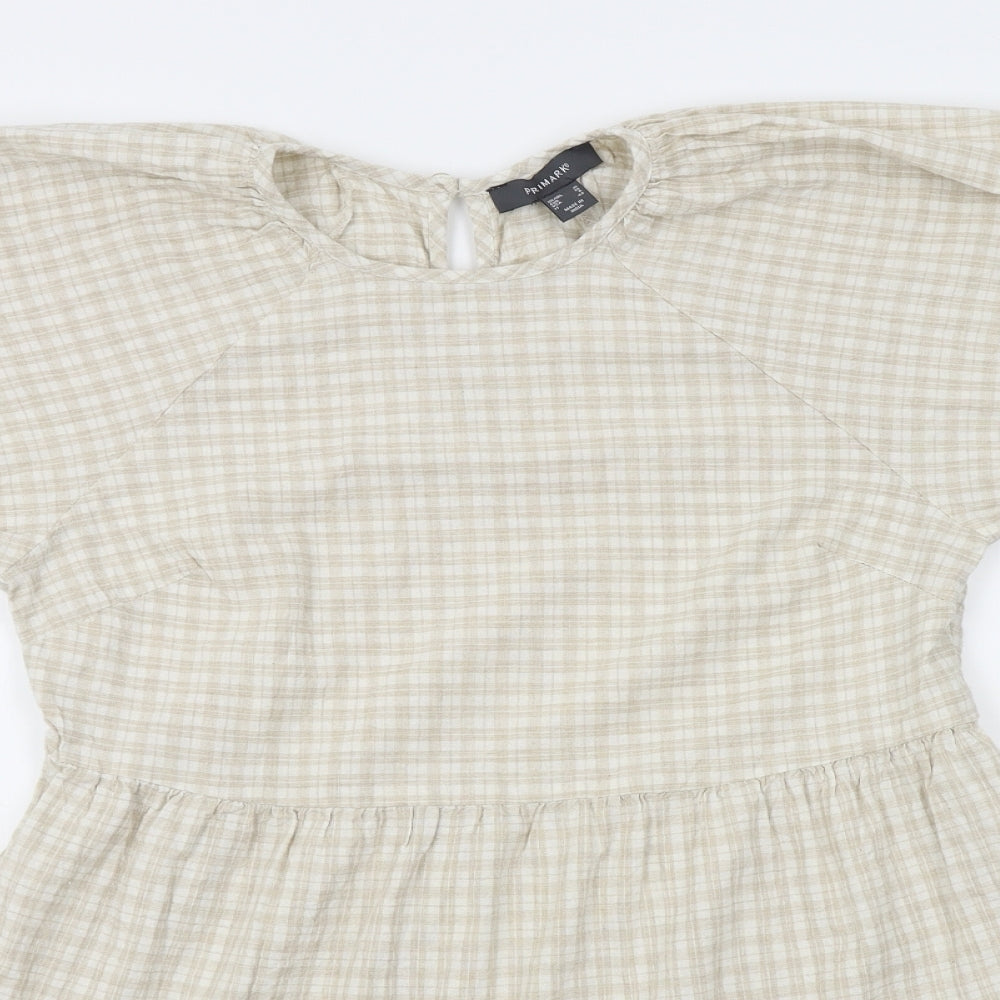 Primark Womens Beige Plaid  A-Line  Size 10