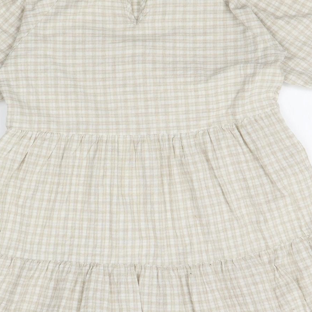 Primark Womens Beige Plaid  A-Line  Size 10