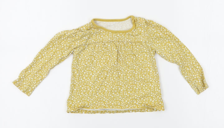 TU Girls Yellow Floral Pyjama Top Size 12-18 Months