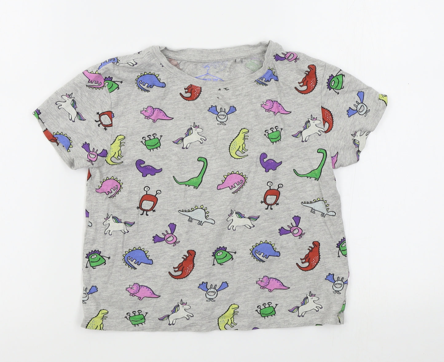 NEXT Girls Grey Animal Print  Basic T-Shirt Size 7 Years