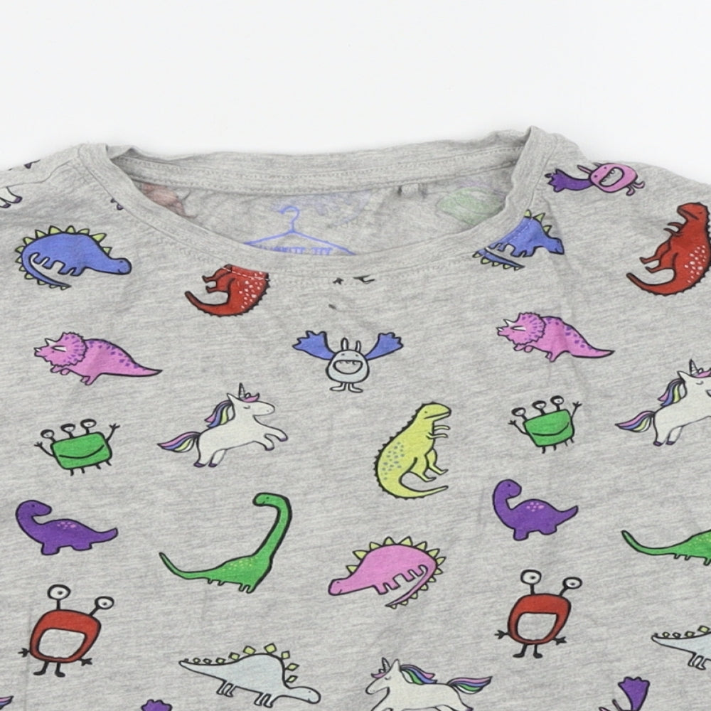 NEXT Girls Grey Animal Print  Basic T-Shirt Size 7 Years