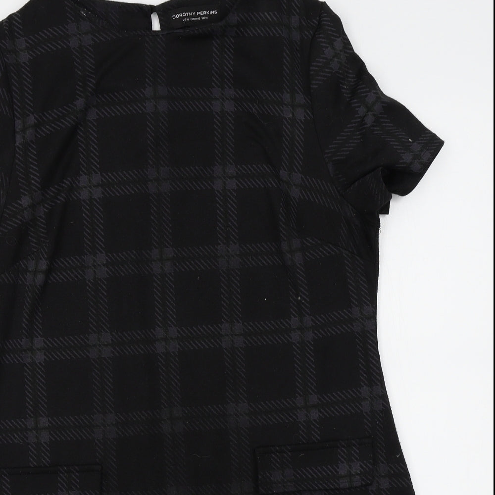 Dorothy Perkins Womens Black Plaid  A-Line  Size 14