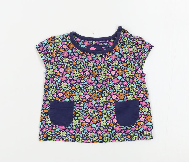 TU Girls Pink Floral Basic T-Shirt Size 0-3 Months