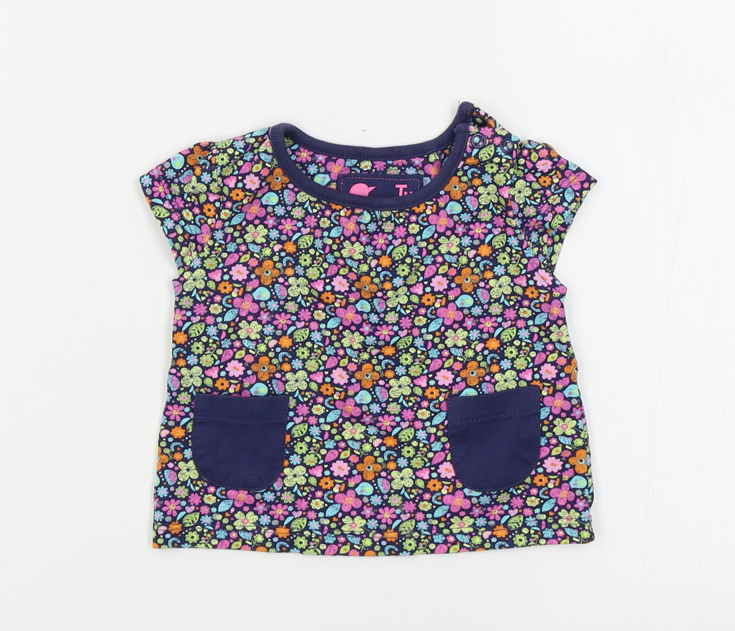 TU Girls Pink Floral  Basic T-Shirt Size 0-3 Months