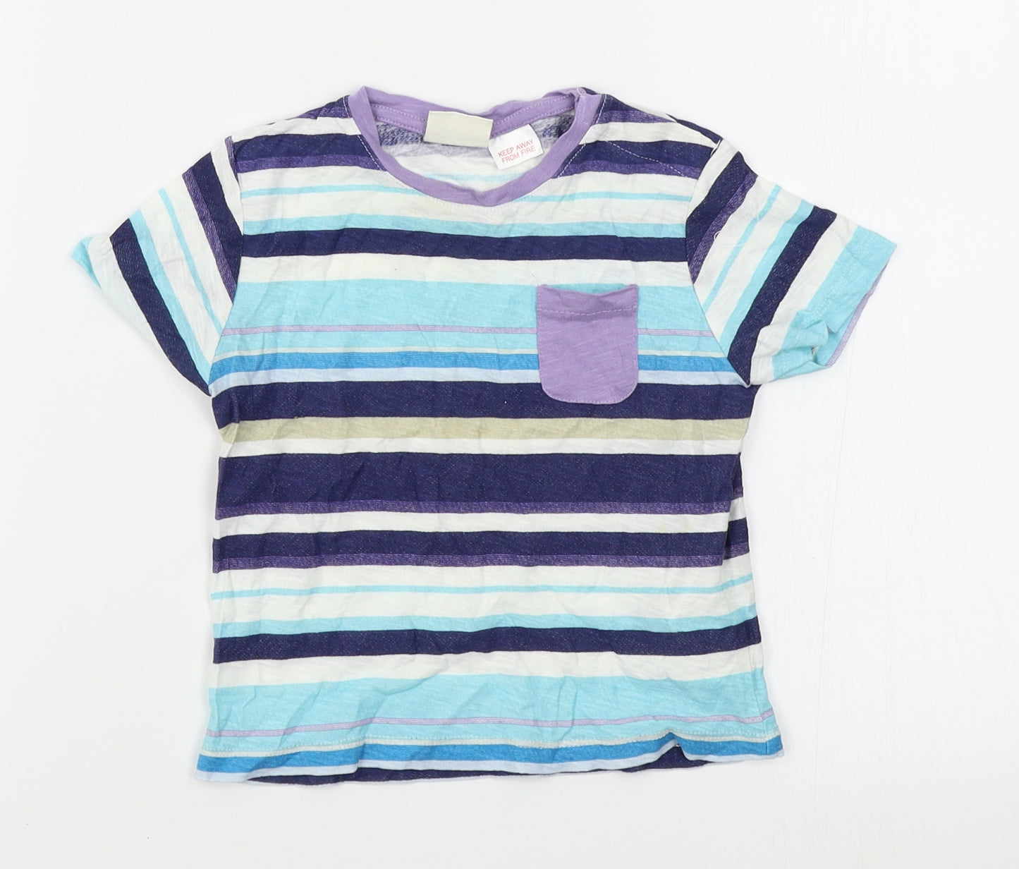 Zara Boys Blue Striped  Basic T-Shirt Size 12-18 Months