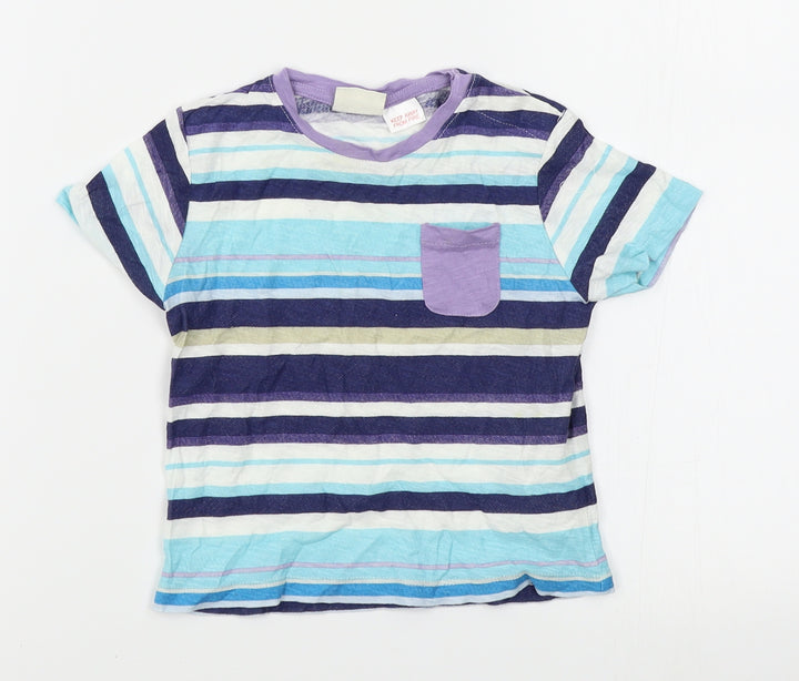 Zara Boys Blue Striped  Basic T-Shirt Size 12-18 Months