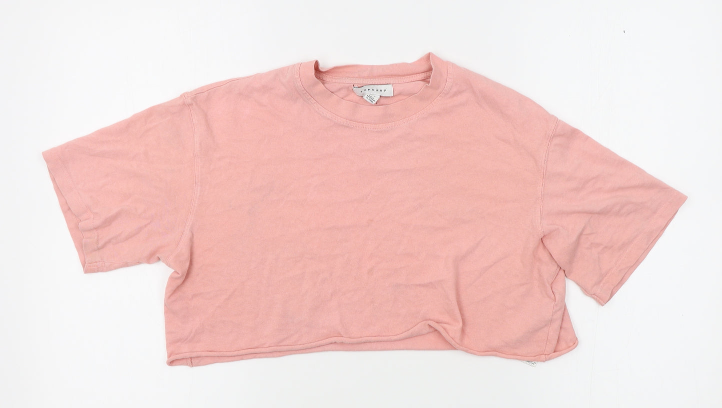 Topshop Womens Pink   Cropped T-Shirt Size 8