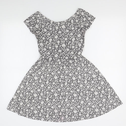 Topshop Womens Grey Floral  Fit & Flare  Size 6