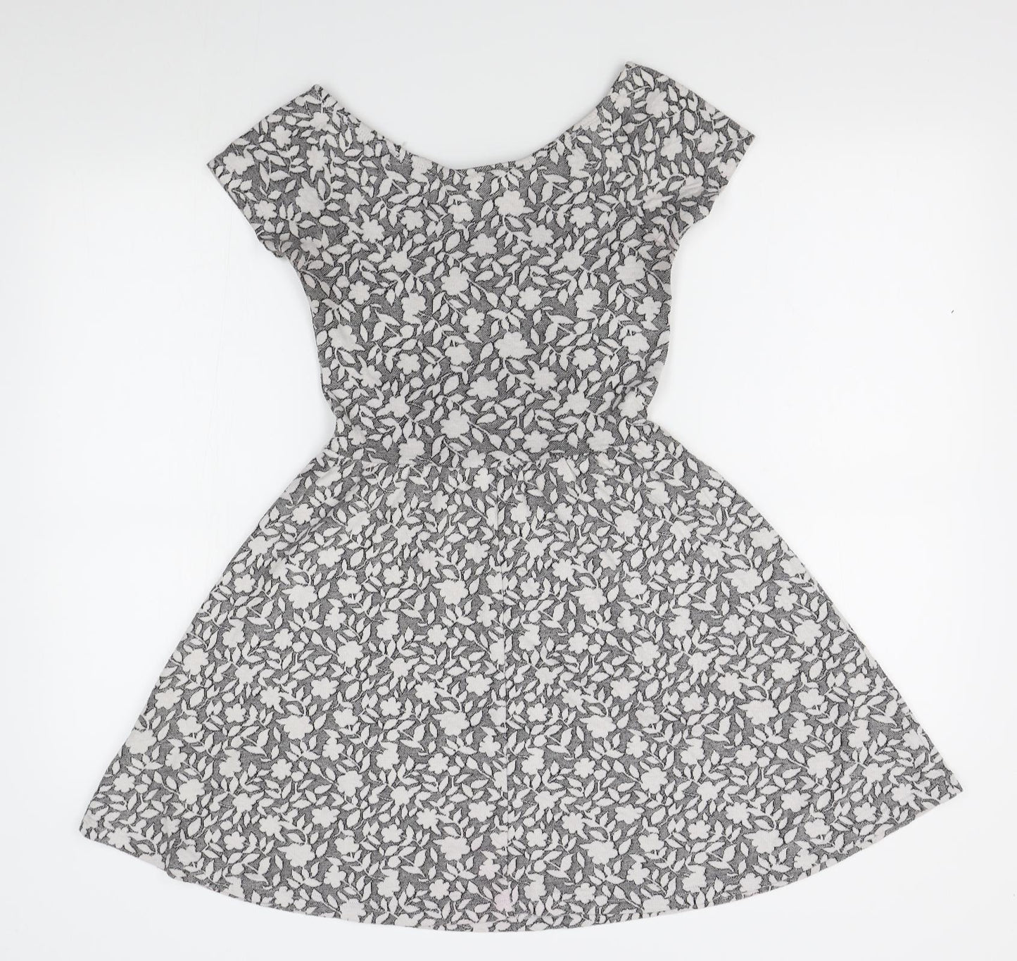 Topshop Womens Grey Floral  Fit & Flare  Size 6