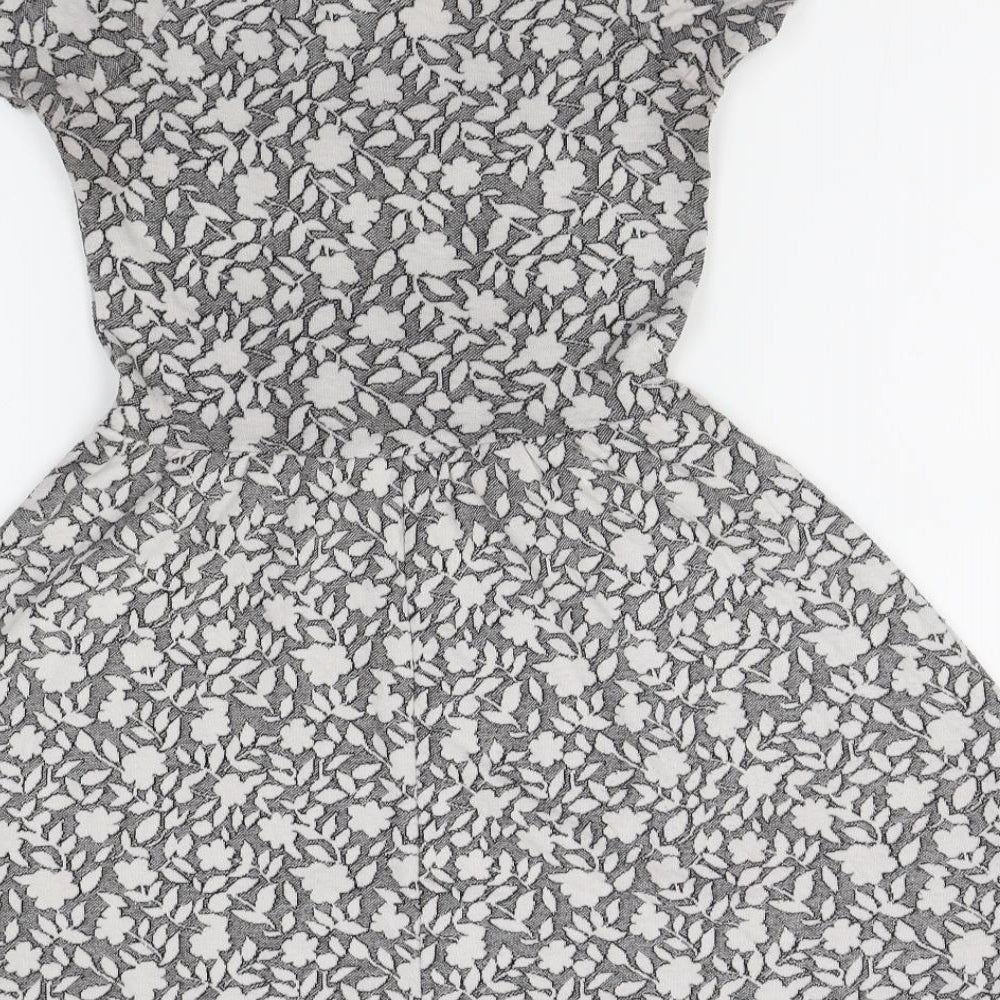 Topshop Womens Grey Floral  Fit & Flare  Size 6